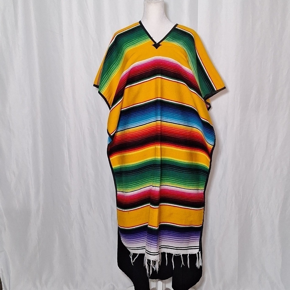 Mexican Zarape Poncho, Saltillo Poncho, Unisex Poncho, Striped Poncho,